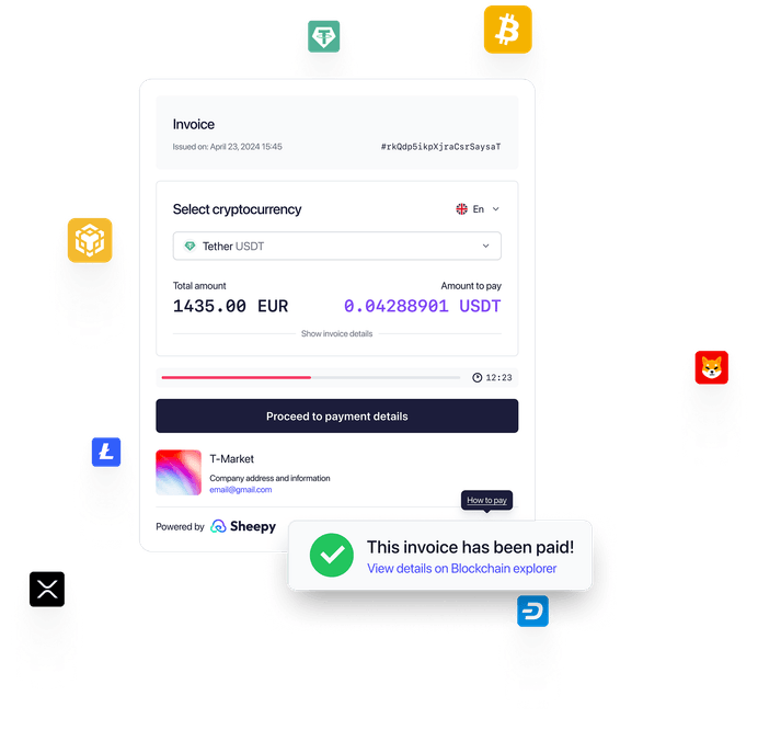 Sheepy crypto invoice for e-commerce