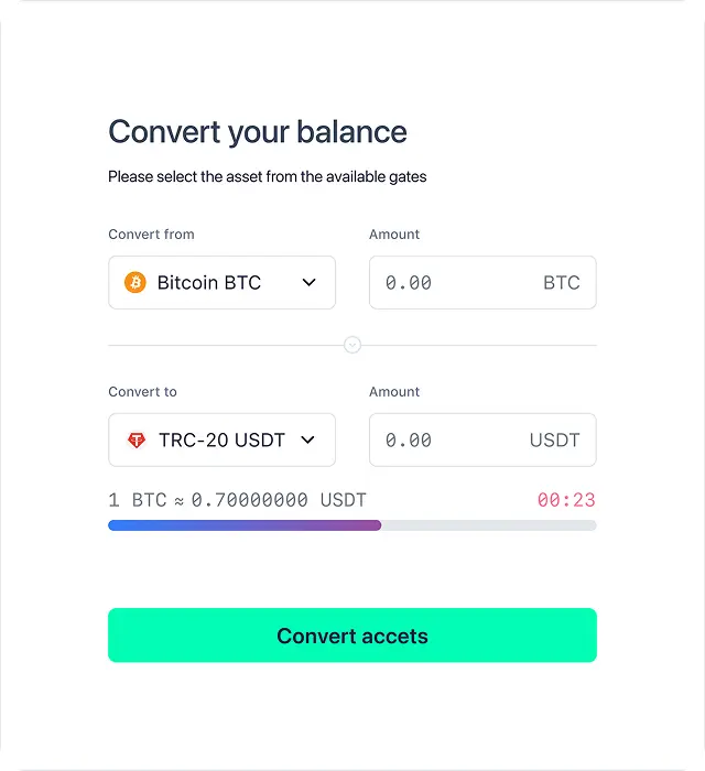Convert cryptocurrencies to fiat and withdraw directly to your bank account.
