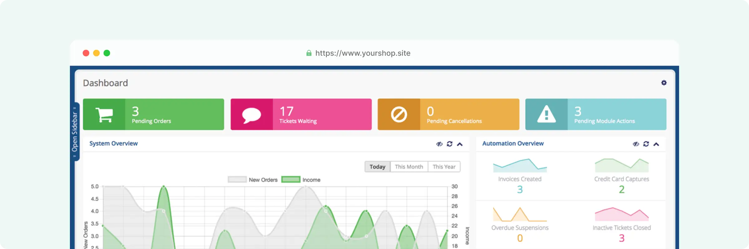 WHMCS plugin preview