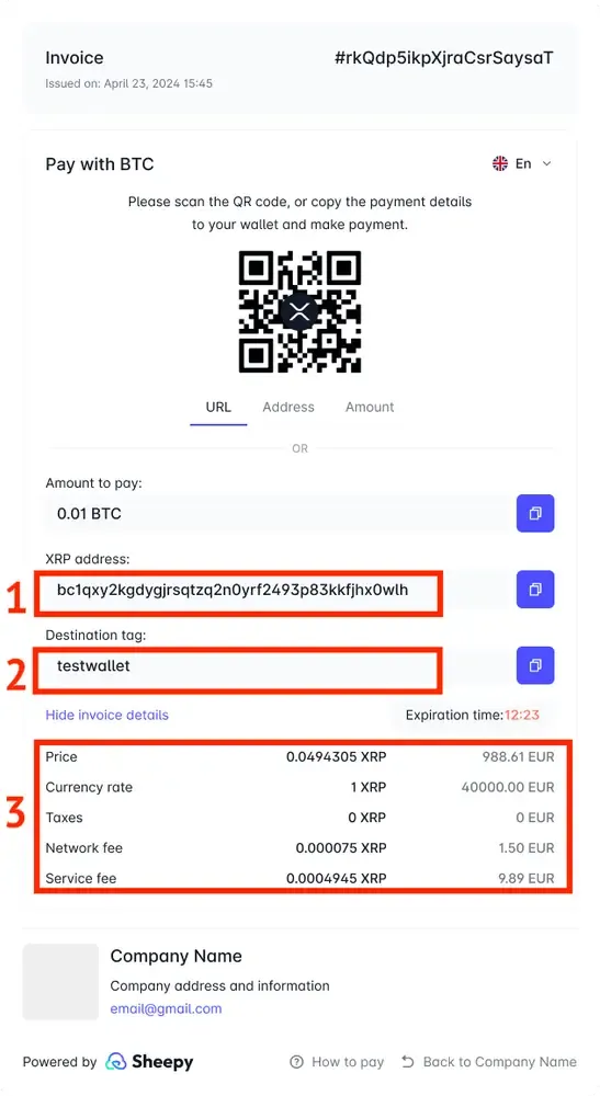 Double check details when paying Sheepy invoice.