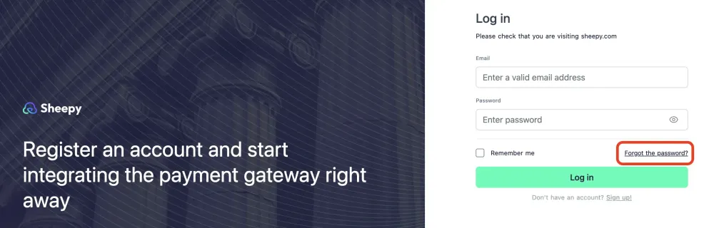 How to log in to Sheepy account guide.