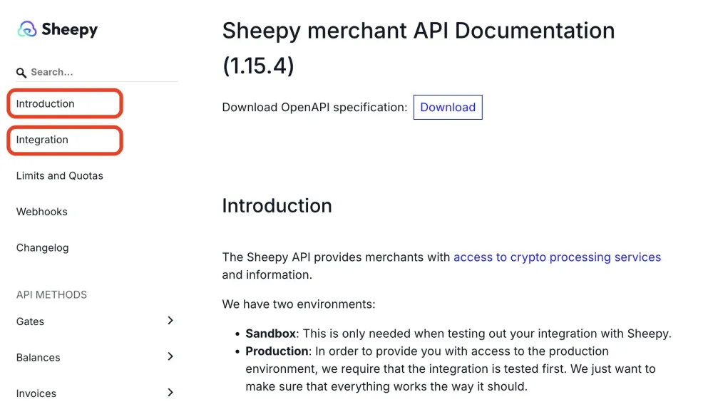 Sheepy API integration guide.